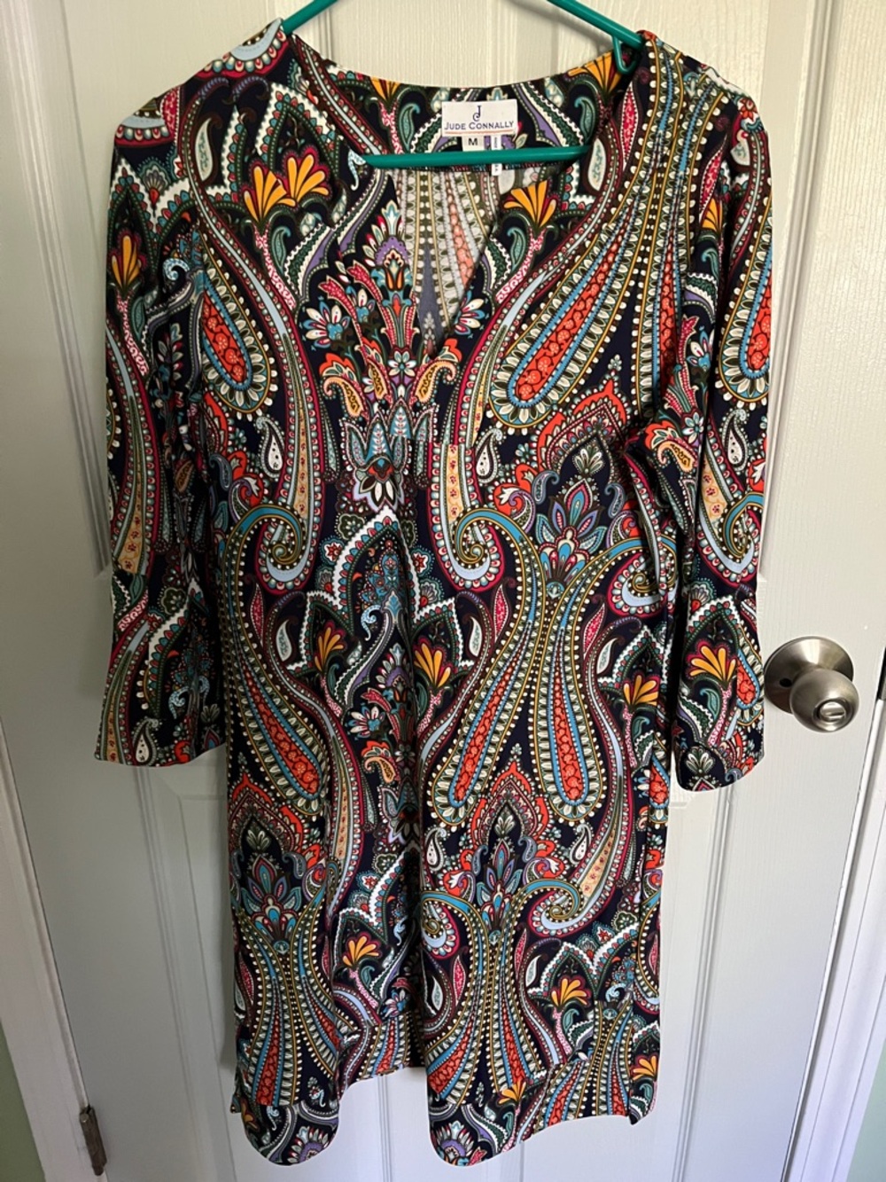 Jude Connally Black Multicolor Paisley Shift Dress
